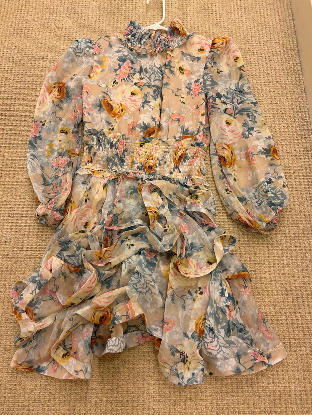 ELLIATT multi color Asta feminine chiffon Floral Ruffle Mini Dress size M